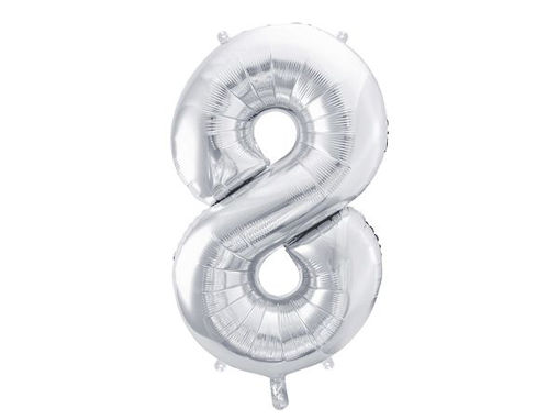 Picture of FOIL BALLOON NUMBER 8 SILVER 34 INCH